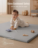 Blissful Diary Vegan Leather Baby Play Mat, 47x47 Thicken Foam Cushioned & Waterproof Playpen Mat for Infants and Toddlers, Stylish and Just Wipe-Clean Playmat for Baby Play on Floor, Light Gray by TinyTreasures Baby Boutique