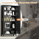 70.87" H Metal Kitchen Pantry Cabinet, Freestanding Cupboard with 2 Doors and 4 Adjustable Shelves, Tall Metal Storage Cabinet for Kitchen, Bathroom, Dinning Room or Laundry Room （Black） by CozyNest Decor