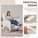 Rocking Chair Nursery, Modern Glider Chair with Adjustable Footrest and Solid Wood Legs, High Backrest Nursery Chair with Side Pocket, Rocker Armchair for Living Room Bedroom, Teddy Ivory by TinyTreasures Baby Boutique