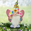 BAYN Garden Gnome Statues Outdoor Decor, Solar Powered Outdoor Gnome with Butterfly Wing Decorative Yard Garden Lights Art Gifts with 11 Warm White LEDs by CozyNest Decor