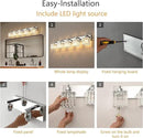 Modern Vanity Light 5-Lights Chrome Crystal Bathroom Wall Light Fixtures by CozyNest Decor