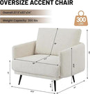 Oversized Accent Chair for Living Room Chairs Reading Arm Chair Comfy Modern Single Sofa Side Chairs with Metal Legs & Soft Cushion for Bedroom, Balcony,Waiting Room (Chenille, Oatmeal) by CozyNest Decor