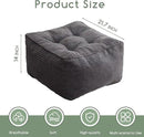 HIGOGOGO Square Stuffed Pouf Ottoman, Corduroy Poufs with Foam Chunk Filling, Furry and Fluffy Pouf Foot Stool Storage Ottoman, 21 X 21 Floor Poufs Foot Rest for Living Room, Dark Grey by CozyNest Decor