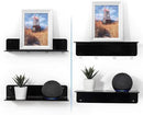 OAPRIRE Black Acrylic Floating Shelves Set of 2 - Damage Free Expand Wall Space - 12 Inch Wall Shelves with Strong Adhesive for Bathroom, Bedroom, etc by CozyNest Decor
