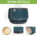 G EPGardening Ceramic Planter 6 Inch - Round Modern Ceramic Pot for Plants with Drainage and Plant Tray Indoor for Flower, Apartment Decor, Housewarming Gifts New Home, Retro Blue by GreenHaven Gardens