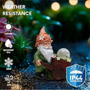 Solar Garden Gnome Statue with Crackle Glass Globe Lights, Waterproof Outdoor Decor for Patio, Lawn, or Yard, Whimsical Housewarming Gift(Green Gnomes) by CozyNest Decor