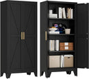 61" Tall Farmhouse Metal Pantry Cabinet, Kitchen Pantry Storage Cabinets with 2 Barn Door and Adjustable Shelves,Metal Pantry Storage Cabinet,for Kitchen,Laundry Room,Home Office,Kids Room (Black) by CozyNest Decor