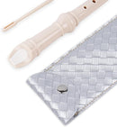 Recorder Instrument for Beginner Adults,8-Hole Soprano Descant Recorder Music Flute with with Cleaning Rod & Leather Case For Home Entertainment(2-Woven Sliver) by TinyTreasures Baby Boutique
