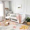 Lahome Pink Washable Living Room Area Rug - 3x5 Small Rugs for Bedroom Non-Slip Throw Soft Nursery Kids Room Low-Plie Boho Botanical Print Carpet for Kitchen Entryway Office Bath Laundry Dining Room by TinyTreasures Baby Boutique