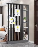 Wall Room Divider, Storage Cabinet Storage Display with Shelves, Modern Freestanding Wood Room Divider Screen, Wall Privacy Screens for Home Decorative (Grey+Black,47" L x 9.5" W x 79.5" H) by CozyNest Decor