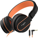 AILIHEN Kids Headphones, I35 On-Ear Headphones for School, Safe Volume 93dB, HD Mic Stereo Headphone for Kid Girls Boys, Foldable 3.5mm Wired for Chromebook, Laptop, Computer, Tablet (Black Orange) by TinyTreasures Baby Boutique