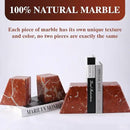 Marble Book Ends Decorative, Unique Bookends for Shelves，Bookends to Hold Heavy Books Durable Book Holder Stopper for Home Office Desk Bookshelf Decoration, Set of 2, Rosso Francia by CozyNest Decor