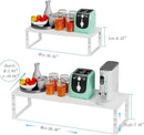 Expandable Spice Rack Kitchen Cabinet Shelf Organizer, Stackable Storage Shelves Racks, Adjustable Counter Shelving for Cabinets, Countertop, Cupboard,Pantry and More(2Packs/White/Large) by CozyNest Decor