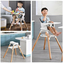 Baby High Chair, 6 in 1 Wooden Convertible High Chairs for Babies and Toddlers, Booster Seat with Double Tray & Reversible Footrest Baby Highchair, 5-Point Harness Baby Feeding Chair, Grey by TinyTreasures Baby Boutique