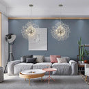 Modern Farmhouse Chandelier, Sputnik Crystal Beaded Pendant Lamp, Round Sunflower Chrome Hanging Light Fixtures for Dining Room Foyer Bedroom Kitchen Island (Chrome 12Lights) by CozyNest Decor