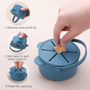Snack Cups for Toddlers, Baby Snack Containers, Silicone Toddler Snack Cups No Spill, Food Catcher with Lid & Bucket-like Handle, BPA Free & Dishwasher Safe, 9 Ounce Colonial Blue by TinyTreasures Baby Boutique
