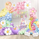 Pastel Balloons 219Pcs Daisy Balloon Garland Kit, 18 10 5 Inch Pastel Rainbow Balloons Arch, Birthday Decorations for Girls, Number 6 Balloons Daisy Balloons for Birthday Party Decorations by TinyTreasures Baby Boutique