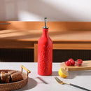 Sweejar Large Olive Oil Dispenser Bottle with Spout, 24 Oz Ceramic Oil Dispenser for Kitchen, Relief Opaque Cruet, Container for Cooking, EVOO, Vinegar, Pack of 1 (Red) by CozyNest Decor