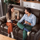 RV Loveseat Recliner Sofa, PU Leather RV Reclining Loveseat with USB Charge Ports, Cup Holders, 2 Seater Manual Pull Tab Recliner Sofa Couches for Living Room/RV, Brown by CozyNest Decor
