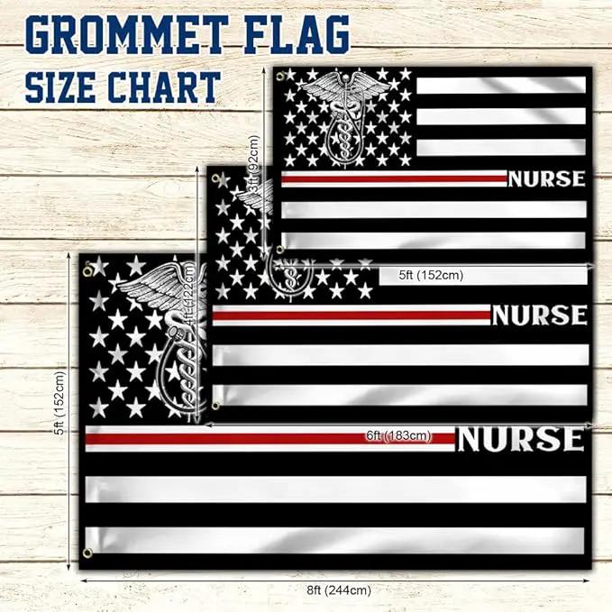 FLAGWIX American Flag-Nurse Flag Thin Red Line Nurse Grommet Flag TRN1388GFv1, 3x5 ft., No Flag Pole Rings-USA Heavy Duty Flags Canvas Cotton-Durable Indoor Outdoor Flag, photo 5 of 6