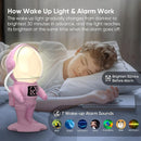 Astronaut Sunrise Alarm Clock for Kids, White Noise Sound Machine with 30 Soothing Sounds, 22 Dimmable Nightlights, Bluetooth Speaker, Dual Digital Alarm Clocks, Wake Up Light for Bedroom, Adults by TinyTreasures Baby Boutique