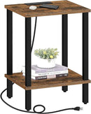TUTOTAK End Table with Charging Station, Side Table with USB Ports and Outlets, Nightstand, 2-Tier Storage Shelf, Sofa Table for Small Space TB01BB040 by CozyNest Decor