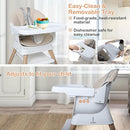 9 in 1 Convertible Baby High Chair with Booster, Wooden Highchair for Babies and Toddlers with Adjustable Tray & 5-Point Harness, Multi-Functional Growing Seat for Feeding, Learning & Play, Beige by TinyTreasures Baby Boutique