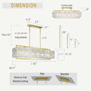 IKK Modern Rectangle Gold Crystal Chandeliers for Dining Room, 42" Large Rectangular Water Ripple Glass Island Light Fixture, Elegant Linear Lighting for Kitchen Island, Living Room, L42 x W11 x H12 by CozyNest Decor
