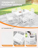 7 Pieces HDPE Outdoor Dining Set, Patio Dining Set with Umbrella Hole, All Weather Outdoor Dining Table Sets for 6, HDPE Patio Furniture Sets for Deck, Backyard, Lawn, and Poolside, Pearl by CozyNest Decor
