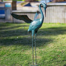 44'' Blue Heron Garden Statue, Large Crane Outdoor Statue, Crane Metal Yard Art for Outside Backyard, Pond, Patio, Lawn Decor by GreenHaven Gardens