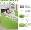 6FT Bean Bag Chair, Large Bean Bag Chairs with Memory Foam Filled, Fluffy Beanbag Sofa with Dutch Velvet Cover, Round BeanBag Chairs for Living Room, Playroom - Lime by TinyTreasures Baby Boutique