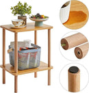 IBUYKE 2-Tier Side Table, Solid Wood Tall End Table with Storage Shelves, Nightstand Bedside Table for Living Room Bedroom Office, No-Tool Assembly, Natural UWST002N by CozyNest Decor