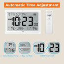 Wall Clock Atomic with Indoor Outdoor Temperature Battery Powered, Easy Reading with 10.5 Inch Large LCD Display, 330FT Range Table Wall Clock with DST, 12/24 Hour for Living Room Kitchen (White) by CozyNest Decor