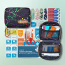 EVERLIT Mini Rescue Pack | 105 Medical Essentials Organized in Portable Storage Bag | Pocket Size Kids First Aid Kit with D Ring | Small Family-Friendly Travel Medical Kit (Splatter) by TinyTreasures Baby Boutique