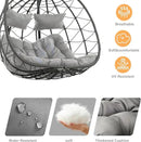 2 Person Double Egg Swing Chair with Stand Indoor Outdoor, Hammock Egg Chair Outdoor, Patio Wicker Hanging Egg Chair w/Cushion 700LBS Capacity for Bedroom, Balcony, Garden, Grey by GreenHaven Gardens