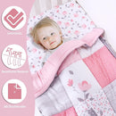 Cloele Elephant Crib Bedding Set for Girls - 3 Piece Baby Bedding Set Includes Comforter Fitted Sheet Crib Skirt - Pink Floral Standard Size Nursery Bedding Set Baby Crib Set for Girls by TinyTreasures Baby Boutique