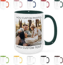 Custom Mug Upload Your Picture Personalized Coffee Mug with Photo Text Name Customized Cup Unique Ideas Gifts for Men Women Mom Dad Girlfriend Boyfriend Friend Family (Dark Green, 15oz) by TinyTreasures Baby Boutique