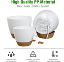 10/9/8 inch Self Watering Pots, Set of 3 Plastic Planters with Mesh Drainage Holes and Deep Reservoir for Indoor Outdoor Garden Plants and Flowers, White with Brown by GreenHaven Gardens
