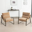 DUOMAY Mid-Century Accent Chairs Armchair Set of 2, Comfy Chenille Leisure Chairs Lazy Chairs with Brozen Metal Leg for Living Room Bedroom Office Apartment, Khaki by CozyNest Decor