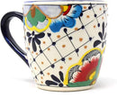 Encantada Handmade Hand-Painted Authentic Mexican Pottery Mugs (1-Pack, Dots & Flowers) by CozyNest Decor