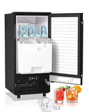 Commercial Ice Maker Machine Reversible Door 120LBS/Day, Undercounter Ice Makers 30LBS Storage Bin and 40 Ice Cubes, Icemaker Machine Brushed Metal with Water Line, Ice Scoop by CozyNest Decor