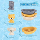 Bath Pool Toys for Toddler, Stacking Toys with 3 Boat 3 Sensory Finger Puppets, Toddler Toys Gifts for 2-4 Year Old Boy Girl, Model B by TinyTreasures Baby Boutique