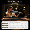 Beginner Violin 4/4, Full Size Violin for Adults, Teens, Student, Acoustic Fiddle Kit with Hard Case, Bow, Rosin, Bridge, Learners Age 12+ (Black) by TinyTreasures Baby Boutique