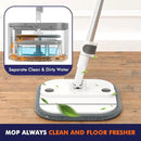 Upgraded Self-Standing Spin Mop and Bucket System, Detachable Inner Mop Bucket That Separates Dirty Water & 90° Foldable Head, Triple-Scrubbing System, for Hardwood Floors - White with 2 Pads by CozyNest Decor