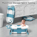 MoreFeel Collapsible Baby Bathtub for Newborn with Thermometer & 1 Hooded Towel & 1 Soft Floating Cushion,Portable Travel Bathtub with Drain Hole, Durable Foldable Baby Tubs for Infants to Toddler by TinyTreasures Baby Boutique