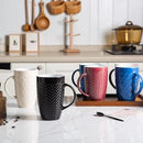 AmorArc Extra Large Coffee Mugs Set of 6, 20oz Ceramic Tall Coffee Mugs with Textured Geometric Patterns for Latte/Tea/Beer/Hot Cocoa, Dishwasher & Microwave Safe, Burgundy by CozyNest Decor