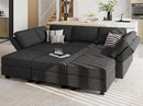 Belffin Modular Sectional Sleeper Sofa Couch with Storage Ottoman Convertible Sectional Couches for Living Room Terry Reversible Chaise. Black Sofa by CozyNest Decor