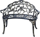 JARDIN DE CENTENNIAL Patio Garden Bench Metal Park Bench Cast Aluminum Outdoor Furniture with Floral Rose for Patio,Park,Lawn,Yard (Copper) by GreenHaven Gardens
