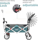 Creative Outdoor Wagon for Kids Push Pull Collapsible Stroller Folding Cart | Silver Series | Beach Park Garden & Tailgate | Teal by GreenHaven Gardens