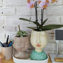 DiliComing Head Planter Face Planter Pots - 8 Inch Indoor Flower Planter Outdoor Planter Succulent Pot Girl Resin Planter with Drainage Hole Planters for Indoor Plants by GreenHaven Gardens